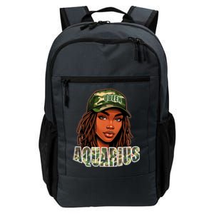 Aquarius Queen Black Woman Camo Hat Locs Birthday Daily Commute Backpack