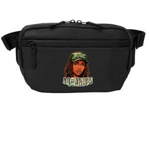 Aquarius Queen Black Woman Camo Hat Locs Birthday Crossbody Pack