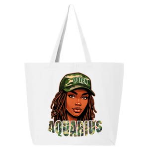 Aquarius Queen Black Woman Camo Hat Locs Birthday 25L Jumbo Tote