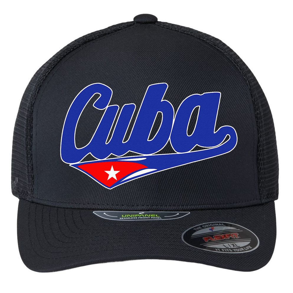 Asere Que Bola Cuban Havana Cuba Cuban Flag Baseball Flexfit Unipanel Trucker Cap