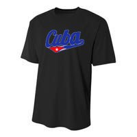 Asere Que Bola Cuban Havana Cuba Cuban Flag Baseball Youth Performance Sprint T-Shirt