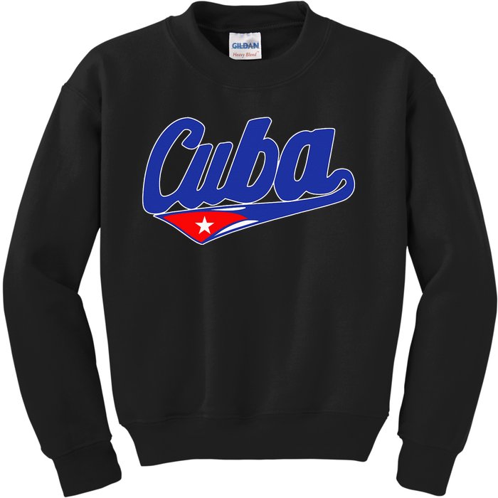 Asere Que Bola Cuban Havana Cuba Cuban Flag Baseball Kids Sweatshirt