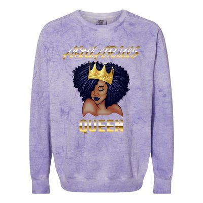 Aquarius Queen Born In Januaryfebruary Black Queen Birthday Funny Gift Colorblast Crewneck Sweatshirt