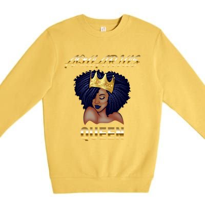 Aquarius Queen Born In Januaryfebruary Black Queen Birthday Funny Gift Premium Crewneck Sweatshirt