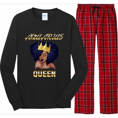 Aquarius Queen Born In Januaryfebruary Black Queen Birthday Funny Gift Long Sleeve Pajama Set