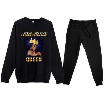 Aquarius Queen Born In Januaryfebruary Black Queen Birthday Funny Gift Premium Crewneck Sweatsuit Set