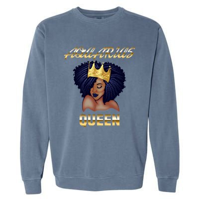 Aquarius Queen Born In Januaryfebruary Black Queen Birthday Funny Gift Garment-Dyed Sweatshirt