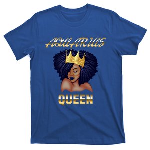 Aquarius Queen Born In Januaryfebruary Black Queen Birthday Funny Gift T-Shirt