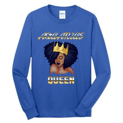 Aquarius Queen Born In Januaryfebruary Black Queen Birthday Funny Gift Tall Long Sleeve T-Shirt