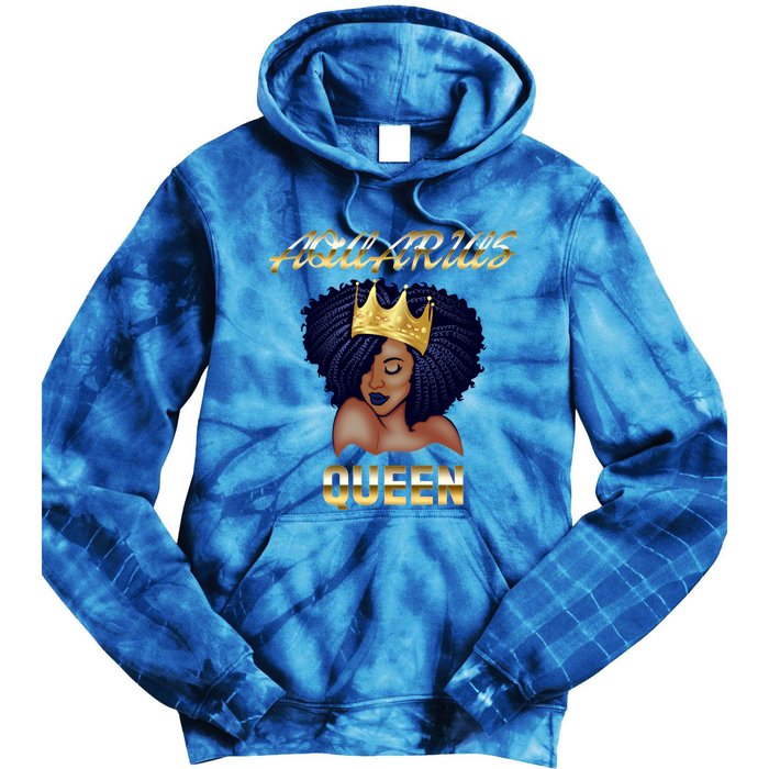 Aquarius Queen Born In Januaryfebruary Black Queen Birthday Funny Gift Tie Dye Hoodie