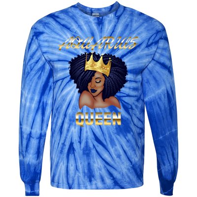 Aquarius Queen Born In Januaryfebruary Black Queen Birthday Funny Gift Tie-Dye Long Sleeve Shirt