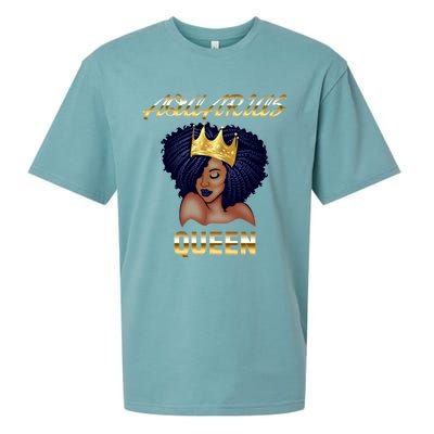 Aquarius Queen Born In Januaryfebruary Black Queen Birthday Funny Gift Sueded Cloud Jersey T-Shirt