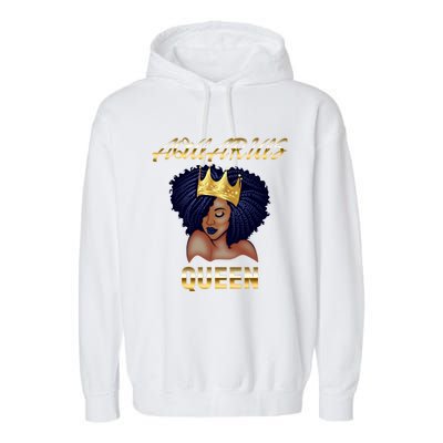 Aquarius Queen Born In Januaryfebruary Black Queen Birthday Funny Gift Garment-Dyed Fleece Hoodie