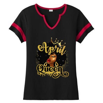 April Queen Birthday Afro African American Wo Ladies Halftime Notch Neck Tee