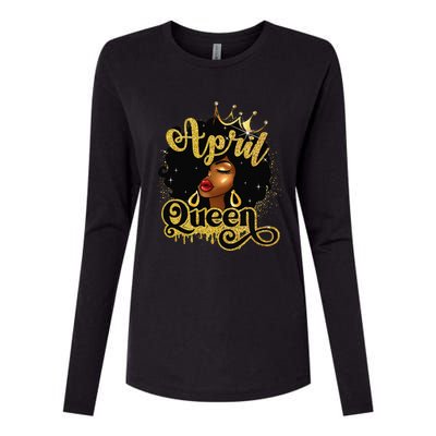 April Queen Birthday Afro African American Wo Womens Cotton Relaxed Long Sleeve T-Shirt