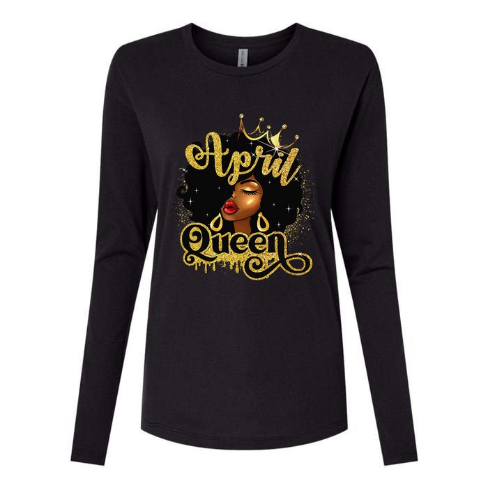 April Queen Birthday Afro African American Wo Womens Cotton Relaxed Long Sleeve T-Shirt