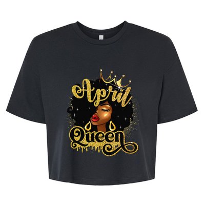 April Queen Birthday Afro African American Wo Bella+Canvas Jersey Crop Tee