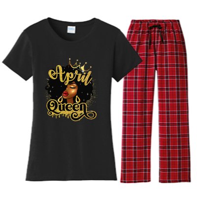 April Queen Birthday Afro African American Wo Women's Flannel Pajama Set