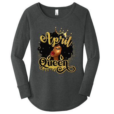 April Queen Birthday Afro African American Wo Women's Perfect Tri Tunic Long Sleeve Shirt