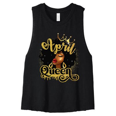 April Queen Birthday Afro African American Wo Women's Racerback Cropped Tank