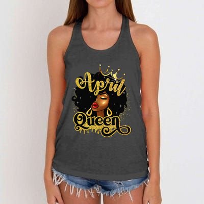 April Queen Birthday Afro African American Wo Women's Knotted Racerback Tank