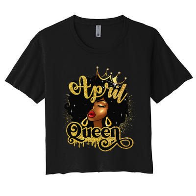 April Queen Birthday Afro African American Wo Women's Crop Top Tee