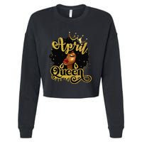 April Queen Birthday Afro African American Wo Cropped Pullover Crew