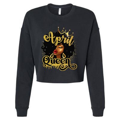 April Queen Birthday Afro African American Wo Cropped Pullover Crew