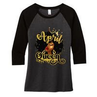 April Queen Birthday Afro African American Wo Women's Tri-Blend 3/4-Sleeve Raglan Shirt