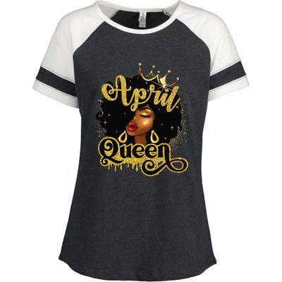 April Queen Birthday Afro African American Wo Enza Ladies Jersey Colorblock Tee