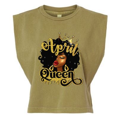 April Queen Birthday Afro African American Wo Garment-Dyed Women's Muscle Tee