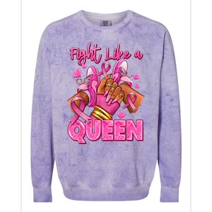 Afro Queen Black Women Breast Cancer Survivor Ribbon Colorblast Crewneck Sweatshirt