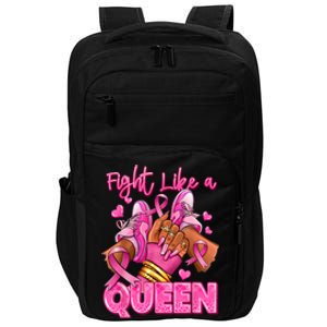 Afro Queen Black Women Breast Cancer Survivor Ribbon Impact Tech Backpack