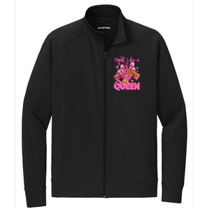 Afro Queen Black Women Breast Cancer Survivor Ribbon Stretch Full-Zip Cadet Jacket