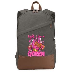 Afro Queen Black Women Breast Cancer Survivor Ribbon Cotton Canvas Backpack