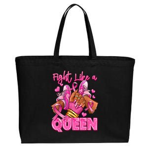 Afro Queen Black Women Breast Cancer Survivor Ribbon Cotton Canvas Jumbo Tote