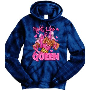 Afro Queen Black Women Breast Cancer Survivor Ribbon Tie Dye Hoodie