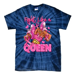 Afro Queen Black Women Breast Cancer Survivor Ribbon Tie-Dye T-Shirt