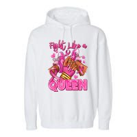 Afro Queen Black Women Breast Cancer Survivor Ribbon Garment-Dyed Fleece Hoodie