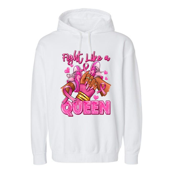 Afro Queen Black Women Breast Cancer Survivor Ribbon Garment-Dyed Fleece Hoodie