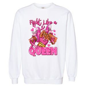 Afro Queen Black Women Breast Cancer Survivor Ribbon Garment-Dyed Sweatshirt