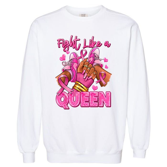 Afro Queen Black Women Breast Cancer Survivor Ribbon Garment-Dyed Sweatshirt