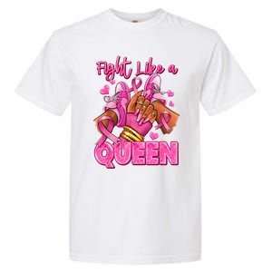 Afro Queen Black Women Breast Cancer Survivor Ribbon Garment-Dyed Heavyweight T-Shirt