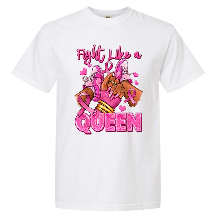 Afro Queen Black Women Breast Cancer Survivor Ribbon Garment-Dyed Heavyweight T-Shirt