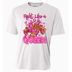 Afro Queen Black Women Breast Cancer Survivor Ribbon Cooling Performance Crew T-Shirt