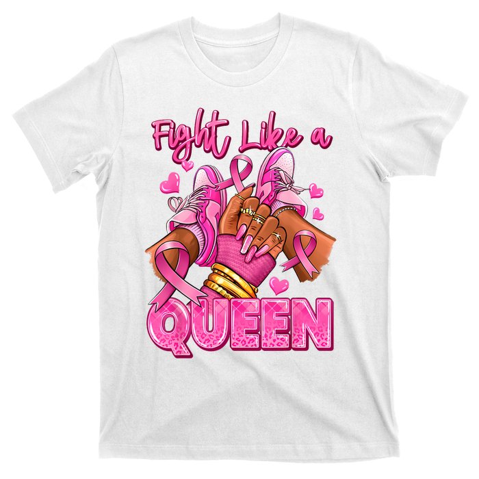 Afro Queen Black Women Breast Cancer Survivor Ribbon T-Shirt