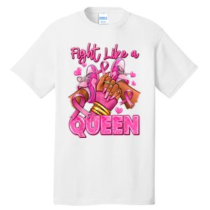 Afro Queen Black Women Breast Cancer Survivor Ribbon Tall T-Shirt