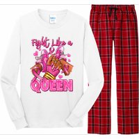 Afro Queen Black Women Breast Cancer Survivor Ribbon Long Sleeve Pajama Set