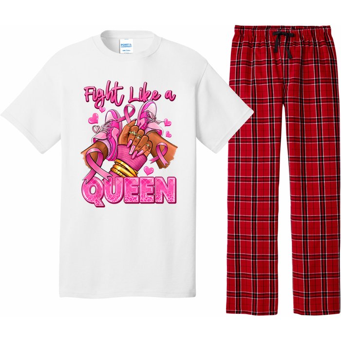 Afro Queen Black Women Breast Cancer Survivor Ribbon Pajama Set