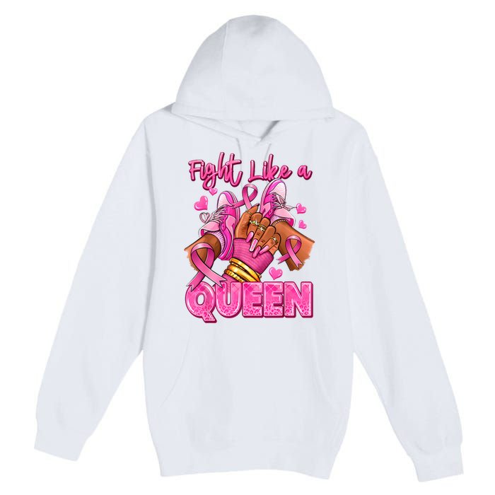 Afro Queen Black Women Breast Cancer Survivor Ribbon Premium Pullover Hoodie